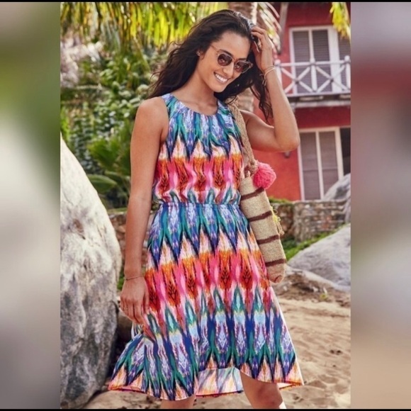 Athleta Ikat Martinique Casual Day Colorful Dress - Picture 2 of 11